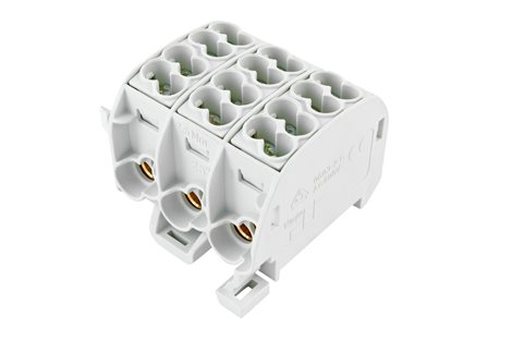 Svorkovnice rozbočovací HLAK 25//3 C L, 152A, 3pól., CU, IP20, šedá, na DIN