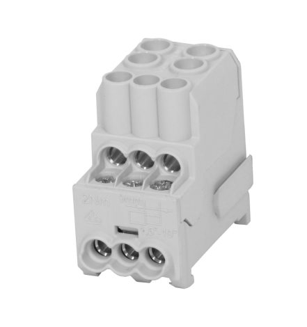 Blok pro rozdělení fází UVB 100 L G, 1pól., 101A, AL/CU, 1000V, šedý, na DIN 1