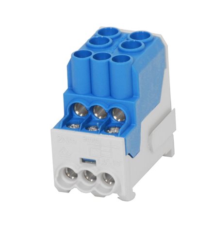 Blok pro rozdělení fází UVB 100 N, 1pól., 101A, AL/CU, 1000V, modrý, na DIN 1