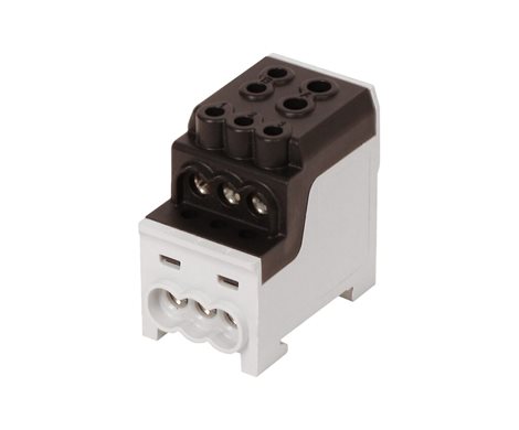 Blok pro rozdělení fází UVB 200 L S, 1pól., 200A, AL/CU, 1000V, černý, na DIN 1