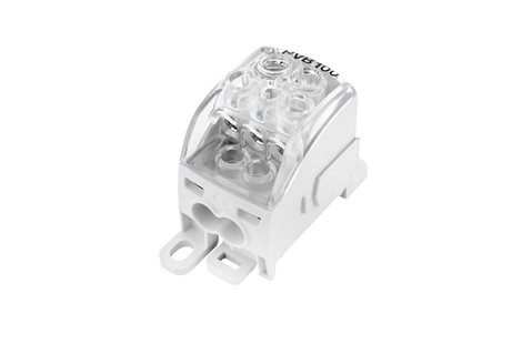 Blok pro rozdělení fází PDB 160 (PVB 100), 1pól., 160A, 690V, šedý/průhl. víko, na DIN 1