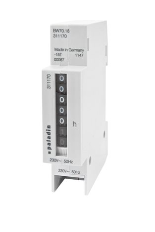 Počítadlo provoz. hodin PALADIN 311170 (BW 70.18), 230V, 50Hz, 1mod., šedé, na DIN lištu 1