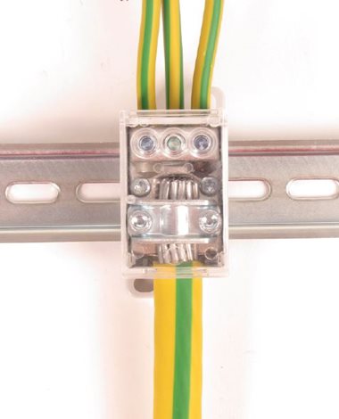 3952el Blok pro rozdělení fází PVB 250-3,1pól.,AL/CU, 250A, 690V, šedý/průhl. víko,na DIN 6