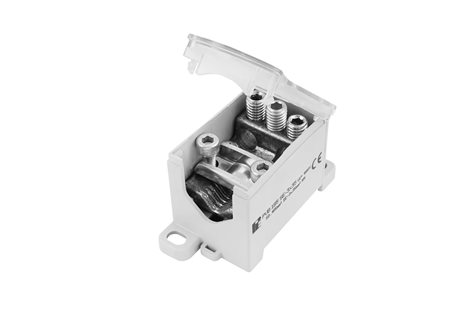 3952el Blok pro rozdělení fází PVB 250-3,1pól.,AL/CU, 250A, 690V, šedý/průhl. víko,na DIN 4