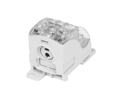 Blok pro rozdělení fází PDB 400 (PVB 250), 1pól., 400A, 690V, šedý/průhl. víko, na DIN 2