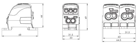 Blok pro rozdělení fází PDB 160 (PVB 100), 1pól., 160A, 690V, šedý/průhl. víko, na DIN 4
