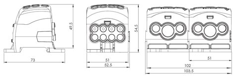 Blok pro rozdělení fází PDB 270 (PVB 230), 1pól., 270A, 690V, šedý/průhl. víko, na DIN 4