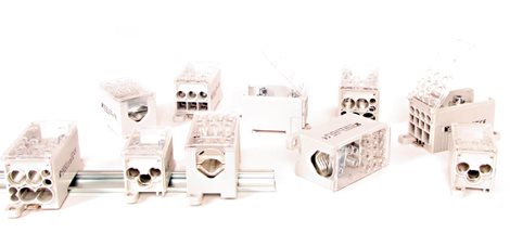 Blok pro rozdělení fází PVB 250-3/8, 1pól., AL/CU, 250A, 690V, šedý/průhl. víko, na DIN 6