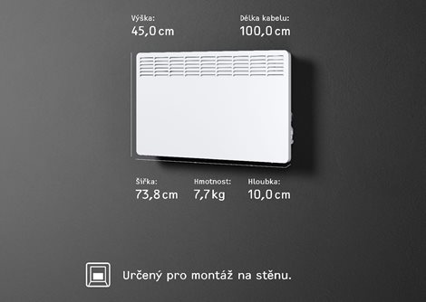 CWM 2000 U nástěnný konvektor s elektron.termostatem 2,0 kW, kabel řídící vodič 6