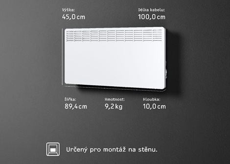 CWM 2500 U nástěnný konvektor s elektron.termostatem; 2,5 kW, kabel řídící vodič 6