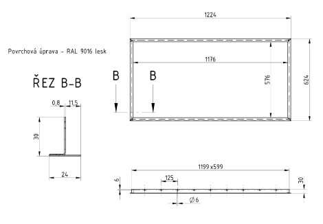 Zápustný rám E 600/700 Rám pro zapuštění ECOSUN 600 a 700 U/K+ do SDK podhledů 3