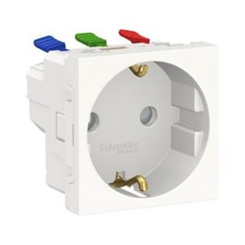 NU305718 Unica - Zásuvka SCHUKO 2P+E 250V/16A, clonky, bezšroubová, Bílá