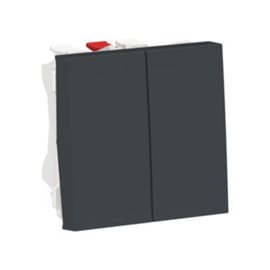 NU321354 Unica - Přepínač dvojitý střídavý řazení 6+6 (5b), Antracit