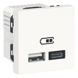NU301818 Unica - Dvojitý nabíjecí USB konektor A+C 2.4A, 2M, Bílý