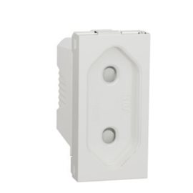 NU303118 Unica - Zásuvka 230V/10A pro ploché vidlice, 1M, Bílá
