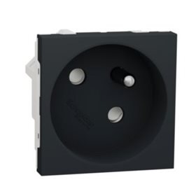 NU304954 Unica - Zásuvka 45o 250V/16A 2P+E, clonky, bezšroubová, Antracit