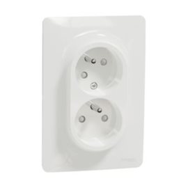 NU206518 Unica - Dvojzásuvka pootočená 16A 230V, Bílá