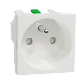 NU305918E Unica - Zásuvka 250V/16A 2P+E, clonky, bezšroubová, Bílá
