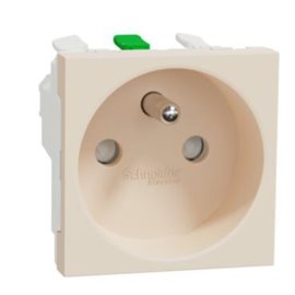 NU305944E Unica - Zásuvka 250V/16A 2P+E, clonky, bezšroubová, Béžová