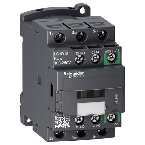 LC1D18KUE TeSys D Green 3P 18A 100 - 250V AC/DC