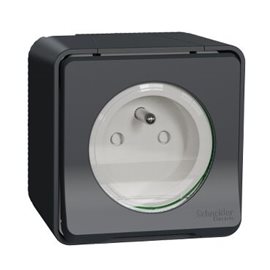 MUR35031 Kompletní Zásuvka na povrch 16A 2P+E, clonky, bezšroubová, IP55, antracit