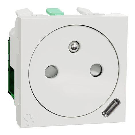 NU301518E Unica - Zásuvka skrytá 250V/16A + USB C 10.5W, 2.1A, 2M, Bílá 2