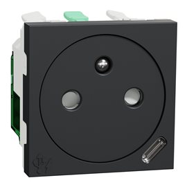 NU301554E Unica - Zásuvka skrytá 250V/16A + USB C 10.5W, 2.1A, 2M, Antracit