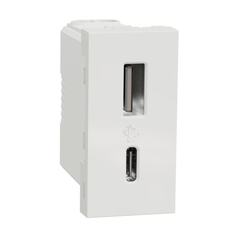 NU301618 Unica - Dvojitý nabíjecí USB konektor A+C 2.4A, 1M, Bílý