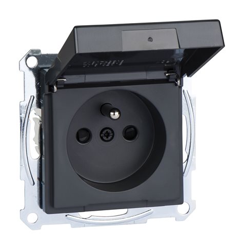 MTN2514-0414 Zásuvka 2P+E, 16A, 250V, bezšroubová, s krytkou, IP44, antracit, System M