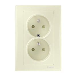 SDN2800547 Zásuvka dvojnásobná 2x(2P+PE) s dětskými clonkami, beige