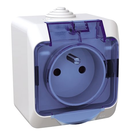 WDE000542 Zásuvka 230V 16A 2P+PE, bílá s čirým krytem