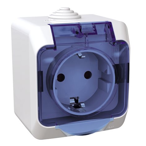 WDE000543 Zásuvka 230V 16A 2P+SE (VDE), bílá s čirým krytem