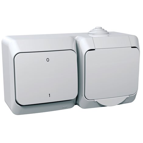 WDE000502 Zásuvka SCHUKO 230V 16A a spínač dvojpólový řazení 2, bílá IP44