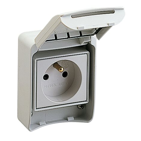 81140 Zásuvka 16A 2P+PE 250V IP65 šedá