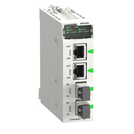 BMXNRP0200 >Modicon x80 media konvertor, 2xRJ45 Ethernet, 2xLC konektory, multi-mode