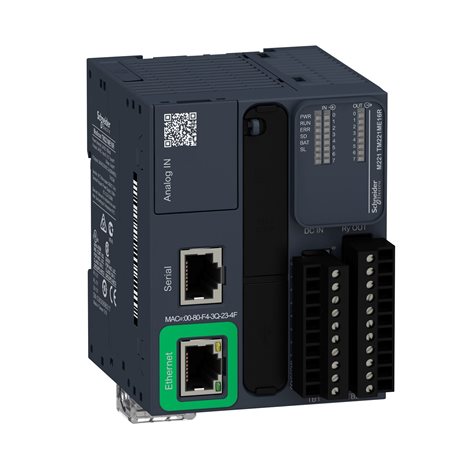 TM221ME16R >PLC Modicon M221, 24VDC, 8DI, 8DQ (relé), 1x Ethernet, 1x Sériová linka