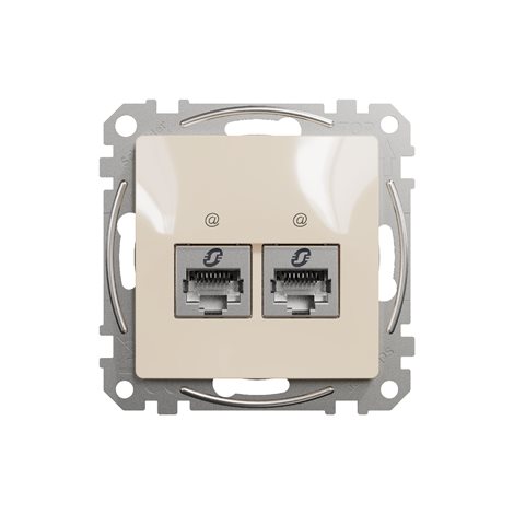 SDD112467S Datová zásuvka 2xRJ45 kat. 6A STP béžová 2
