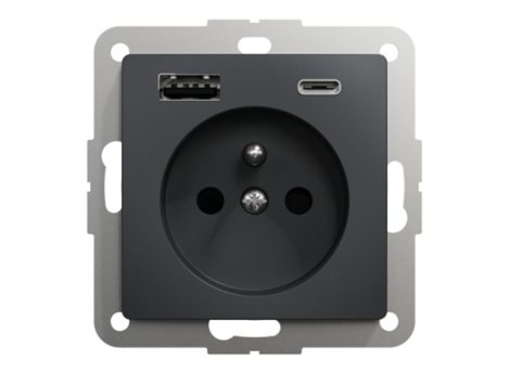 SDD114072 Zásuvka 16A s USB A+C 3A, Antracit 3