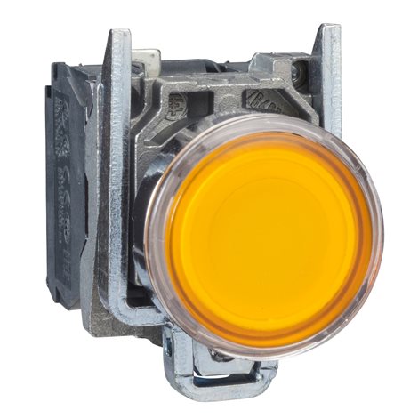 XB4BW35M5 Ovládač stiskací prosvětlený, lícující, 1 Z + 1 V, 230...240V, žlutý