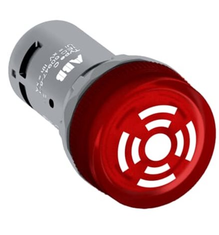 CB1-613R Bzučák kompaktní, 230V AC pulsující tón, prosvětlený, červený