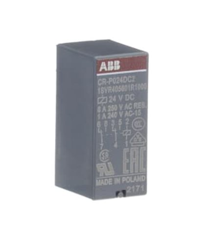 CR-P024DC2 2c/o, 8A, 24V DC Napájecí napětí: 24 V DC, paticové relé CR-P s dvěma kontakty 