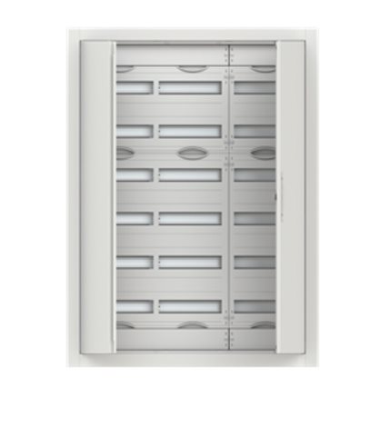 CU37R Zapuštěná oceloplechová rozvodnice s dvířky 216mod rozteč 150mm