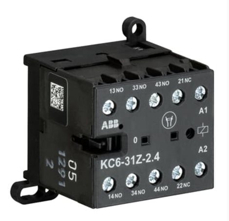 KC6-31Z  24VDC 4-pólový pom. ministykač 3A (380/400V) AC-15 Pomocný kontakt: 3 ZAP, 1 VYP 