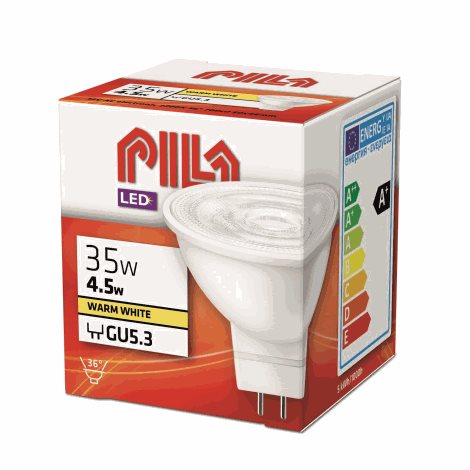 PILA LED 35W GU5.3 WW 12V 36D ND LED žárovka 4,5W 345lm 2