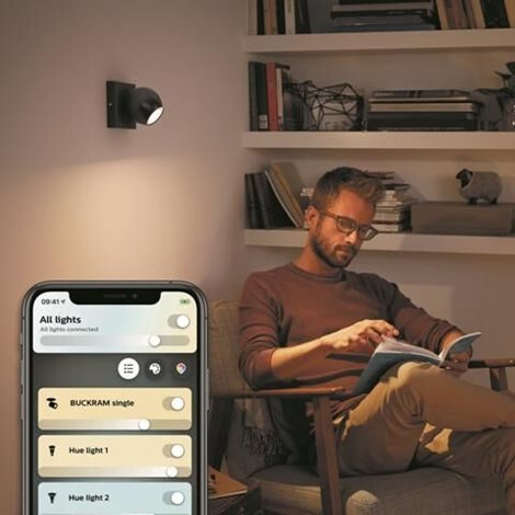 Hue WA Buckram bodové LED svítidlo GU10 5W 350lm 2200-6500K IP20, černé + ovladač 3