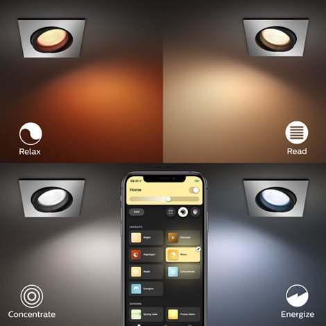 Hue Centura BT SVÍTIDLO PODHLEDOVÉ LED GU10 5,7W 350lm 2000-6500K RGB, hranaté, hliník 16