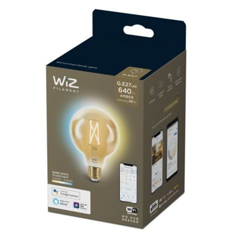 WiZ LED filament amber žárovka E27 G95 7W 640lm 2000-5000K IP20, stmívatelná 3