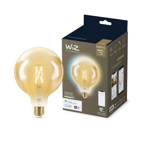 WiZ LED žárovka filament amber E27 G125 7W 640lm 2000-5000K IP20, stmívatelná 4