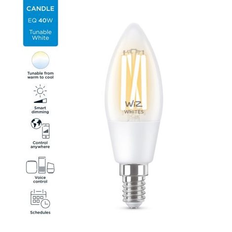 WiZ LED žárovka filament E14 C35 4,9W 470lm 2700-6500K IP20, stmívatelná 5