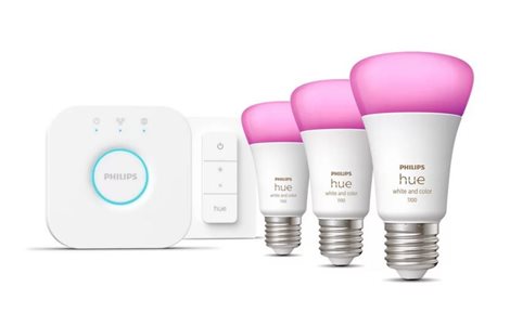 Hue Bluetooth 3x žárovka LED E27 A60 9W 1100lm 2000-6500K RGB + Bridge můstek + ovladač 1